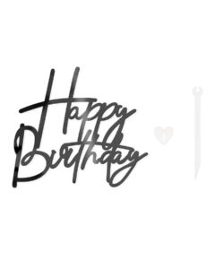 Taarttopper zijkant happy birthday zwart acryl – 12,5 cm bij cake, bake & love 11 Taarttopper zijkant happy birthday zwart acryl – 12,5 cm - afbeelding 3