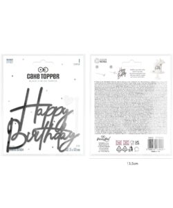 Taarttopper zijkant happy birthday zwart acryl – 12,5 cm bij cake, bake & love 13 Taarttopper zijkant happy birthday zwart acryl – 12,5 cm - afbeelding 5