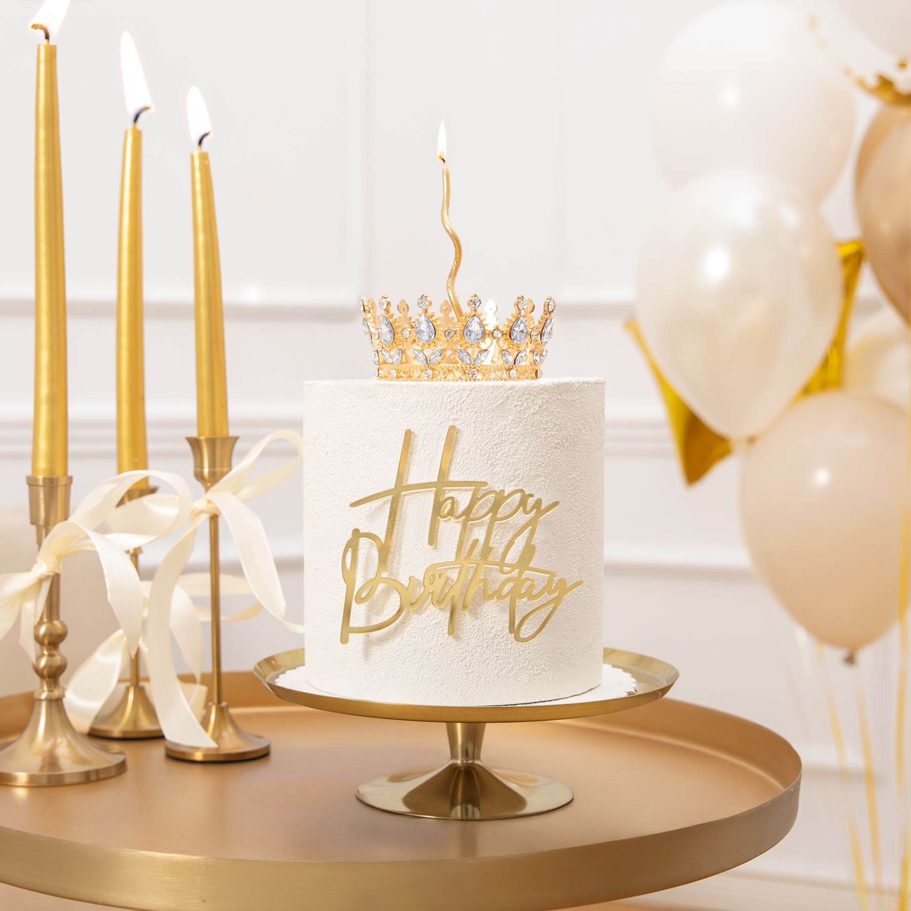 Taartdecoratie kroon goud en zilveren kristallen 10 cm bij cake, bake & love 4 Taartdecoratie kroon goud en zilveren kristallen 10 cm - afbeelding 2
