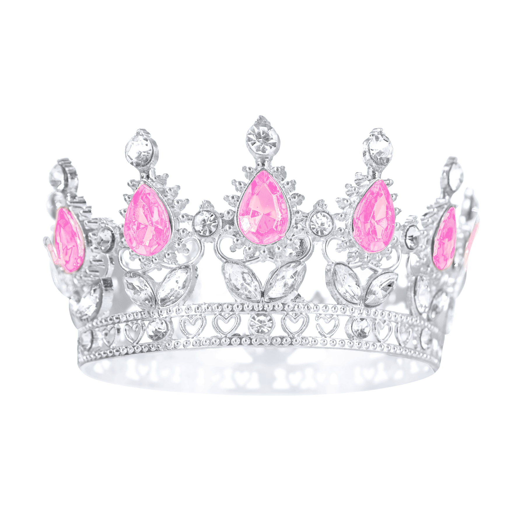 Taartdecoratie kroon zilver met roze en zilveren kristallen 10 cm bij cake, bake & love 5 Taartdecoratie kroon zilver met roze en zilveren kristallen 10 cm