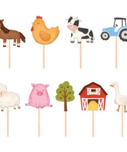 Boerderij Taart & Cupcake Toppers – 9 stuks