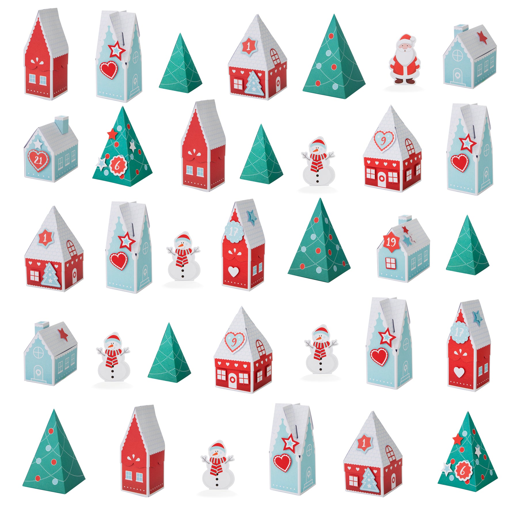 Diy adventskalender kersthuisjes - 24 huisjes + kerstbomen bij cake, bake & love 6 Diy adventskalender kersthuisjes - 24 huisjes + kerstbomen - afbeelding 2