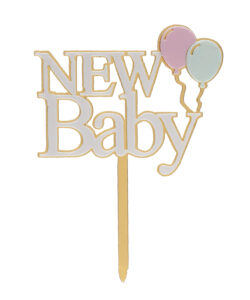Dekora acryl taarttopper new baby – 14 cm bij cake, bake & love 8 Dekora acryl taarttopper new baby – 14 cm - afbeelding 2