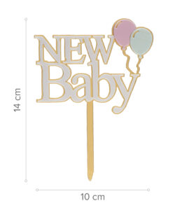Dekora acryl taarttopper new baby – 14 cm bij cake, bake & love 9 Dekora acryl taarttopper new baby – 14 cm - afbeelding 3