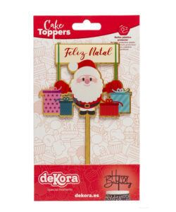 Dekora Acryl Taarttopper Kerstman met Cadeautjes – 16 cm